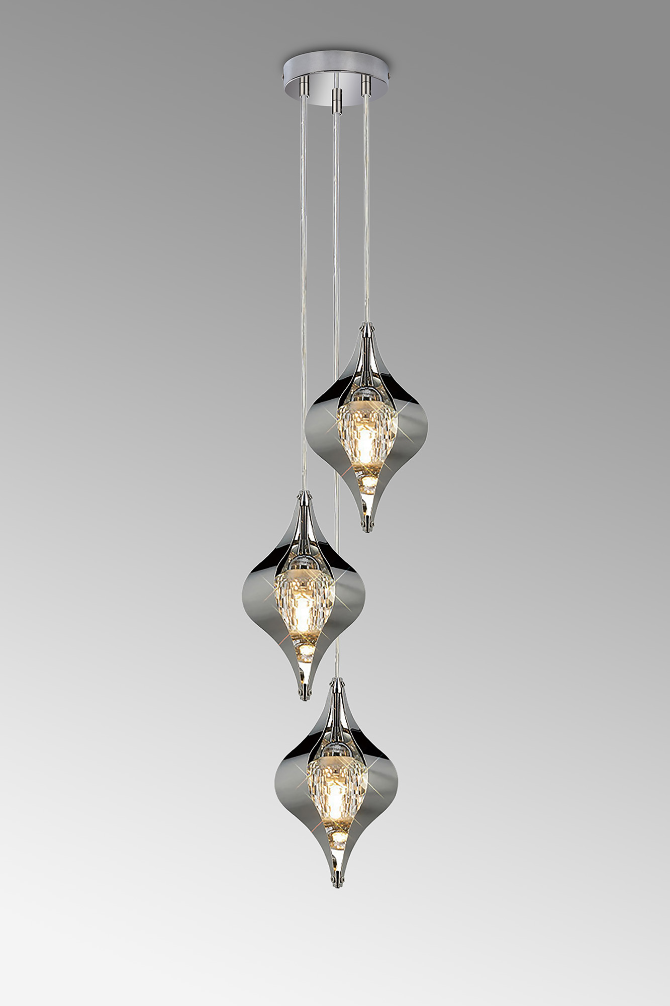Amano Crystal Ceiling Lights Diyas Multiple Crystal Pendants